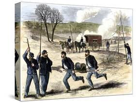 Union Army Signal Corps Setting Up Telegraph Wire during a Civil War Battle, c.1863-null-Stretched Canvas