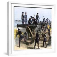 Union Army Spiking the Cannons of Fort Moultrie before Evacuating to Fort Sumter, c.1860-null-Framed Giclee Print