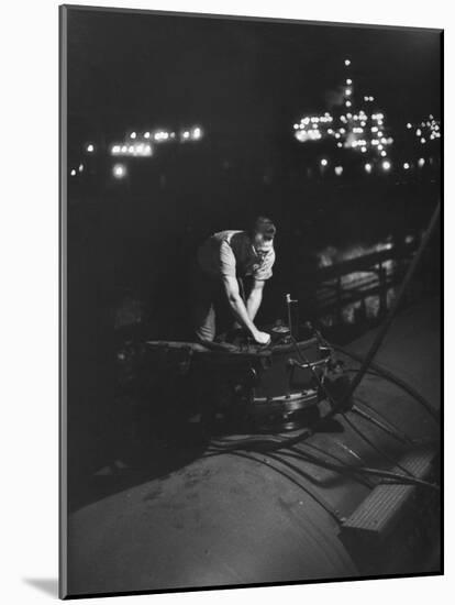 Union Carbide Company Employee Loading Tank Cars with Butadiene-Ralph Morse-Mounted Photographic Print