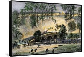 Union Charge across Burnside Bridge over Antietam Creek, Civil War, 1862-null-Framed Stretched Canvas
