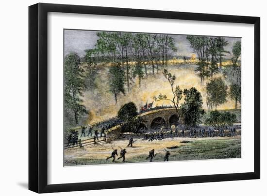 Union Charge across Burnside Bridge over Antietam Creek, Civil War, 1862-null-Framed Premium Giclee Print