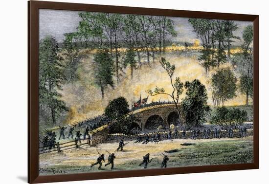 Union Charge across Burnside Bridge over Antietam Creek, Civil War, 1862-null-Framed Giclee Print