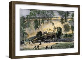 Union Charge across Burnside Bridge over Antietam Creek, Civil War, 1862-null-Framed Giclee Print