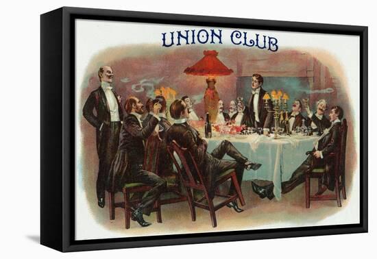 Union Club Brand Cigar Box Label-Lantern Press-Framed Stretched Canvas