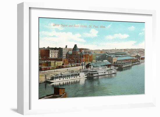 Union Depot and Docks, St. Paul, Minnesota-null-Framed Art Print