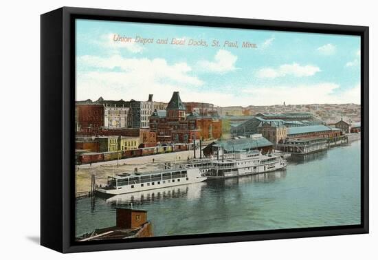 Union Depot and Docks, St. Paul, Minnesota-null-Framed Stretched Canvas