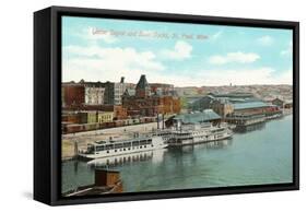 Union Depot and Docks, St. Paul, Minnesota-null-Framed Stretched Canvas