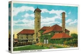 Union Depot Railroad Station in Portland, Oregon - Portland, OR-Lantern Press-Stretched Canvas