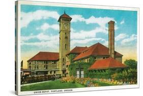 Union Depot Railroad Station in Portland, Oregon - Portland, OR-Lantern Press-Stretched Canvas