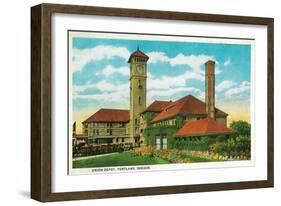 Union Depot Railroad Station in Portland, Oregon - Portland, OR-Lantern Press-Framed Art Print