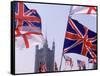 Union Jack and Other Flags, London, England-Walter Bibikow-Framed Stretched Canvas