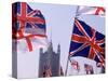 Union Jack and Other Flags, London, England-Walter Bibikow-Stretched Canvas
