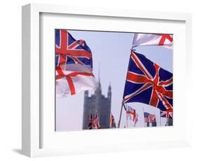 Union Jack and Other Flags, London, England-Walter Bibikow-Framed Photographic Print