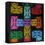 Union Jack Cross-Abstract Graffiti-Framed Stretched Canvas