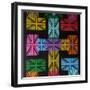 Union Jack Cross-Abstract Graffiti-Framed Giclee Print