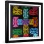 Union Jack Cross-Abstract Graffiti-Framed Giclee Print