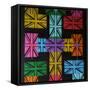 Union Jack Cross-Abstract Graffiti-Framed Stretched Canvas