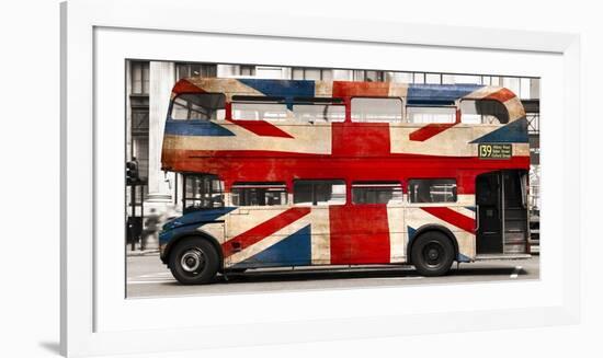 Union jack double-decker bus, London-Pangea Images-Framed Art Print