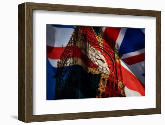 Union Jack Flag and Iconic Big Ben at the Palace of Westminster, London - the UK Prepares for New E-melis-Framed Photographic Print