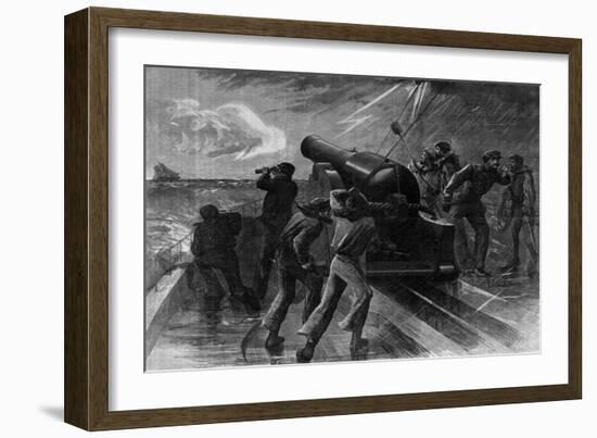 Union Navy Chasing Blockade Runner-null-Framed Giclee Print