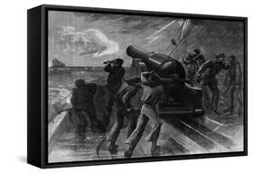 Union Navy Chasing Blockade Runner-null-Framed Stretched Canvas