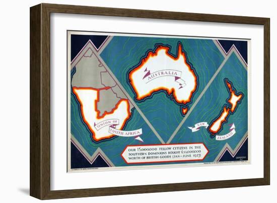 Union of South Africa, Australia, New Zealand, from the Series 'Where Our Exports Go', 1927-William Grimmond-Framed Giclee Print