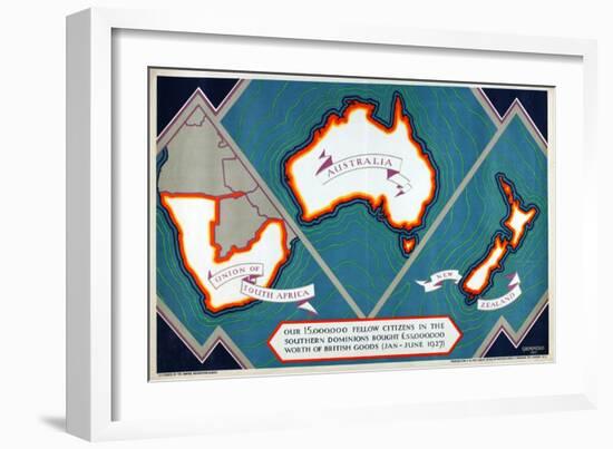 Union of South Africa, Australia, New Zealand, from the Series 'Where Our Exports Go', 1927-William Grimmond-Framed Giclee Print