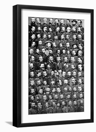 Union Officer Collage, Civil War-Lantern Press-Framed Art Print