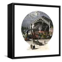 Union Pacific Railroad Depot at Omaha, Nebraska, C 1880-null-Framed Stretched Canvas