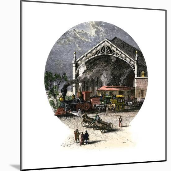 Union Pacific Railroad Depot at Omaha, Nebraska, C 1880-null-Mounted Giclee Print