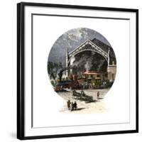 Union Pacific Railroad Depot at Omaha, Nebraska, C 1880-null-Framed Giclee Print