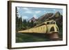 Union Pacific Streamliner Passing Mountains-Lantern Press-Framed Art Print