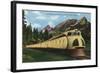 Union Pacific Streamliner Passing Mountains-Lantern Press-Framed Art Print