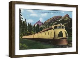 Union Pacific Streamliner Passing Mountains-Lantern Press-Framed Art Print