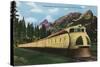 Union Pacific Streamliner Passing Mountains-Lantern Press-Stretched Canvas