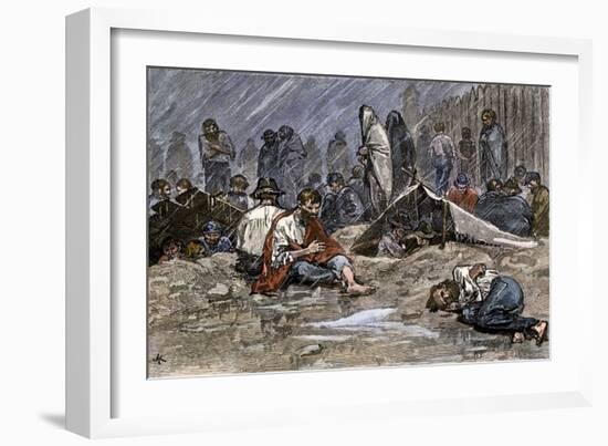 Union Soldiers Held as Prisoners of War at Andersonville Prison Camp during the Civil War-null-Framed Giclee Print