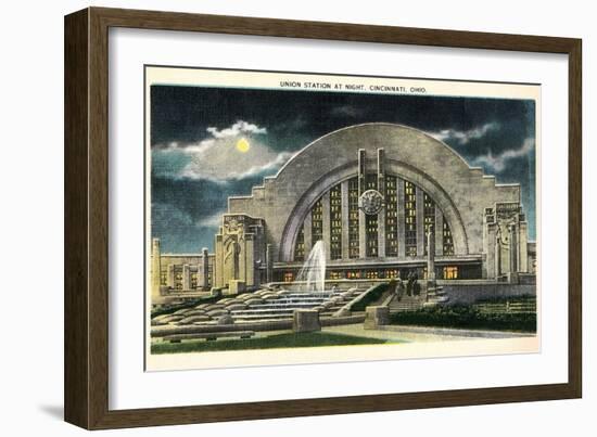 Union Station at Night, Cincinnati, Ohio-null-Framed Art Print