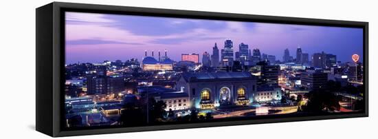 Union Station at Sunset with City Skyline in Background, Kansas City, Missouri, USA 2012-null-Framed Stretched Canvas