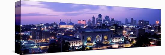 Union Station at Sunset with City Skyline in Background, Kansas City, Missouri, USA 2012-null-Stretched Canvas