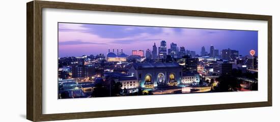 Union Station at Sunset with City Skyline in Background, Kansas City, Missouri, USA 2012-null-Framed Photographic Print