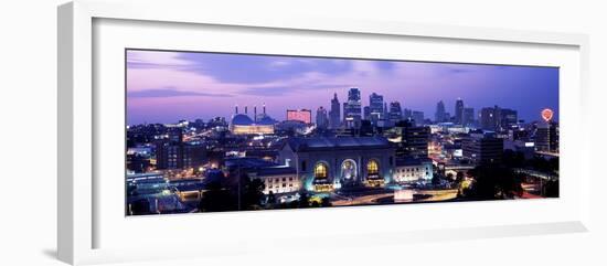 Union Station at Sunset with City Skyline in Background, Kansas City, Missouri, USA 2012-null-Framed Photographic Print