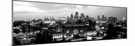 Union Station at Sunset with City Skyline in Background, Kansas City, Missouri, USA-null-Mounted Photographic Print