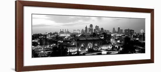 Union Station at Sunset with City Skyline in Background, Kansas City, Missouri, USA-null-Framed Photographic Print