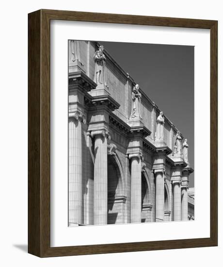 Union Station facade and sentinels, Washington, D.C. - B&W-Carol Highsmith-Framed Art Print