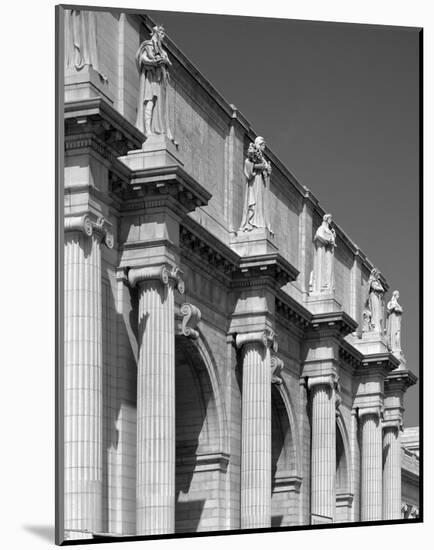 Union Station facade and sentinels, Washington, D.C. - B&W-Carol Highsmith-Mounted Art Print