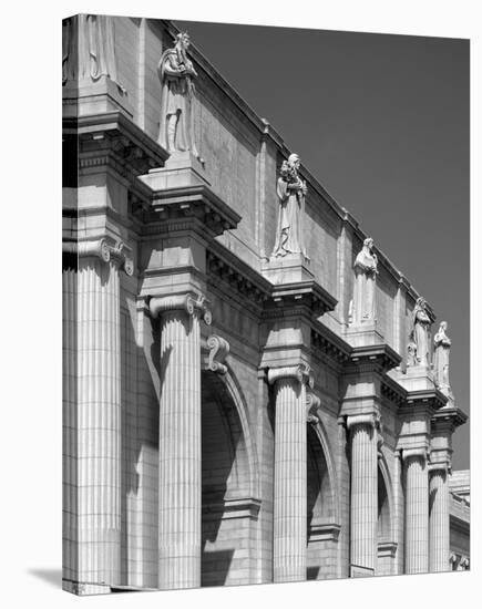 Union Station facade and sentinels, Washington, D.C. - B&W-Carol Highsmith-Stretched Canvas