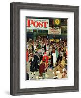 "Union Train Station, Chicago, Christmas" Saturday Evening Post Cover, December 23,1944-Norman Rockwell-Framed Giclee Print