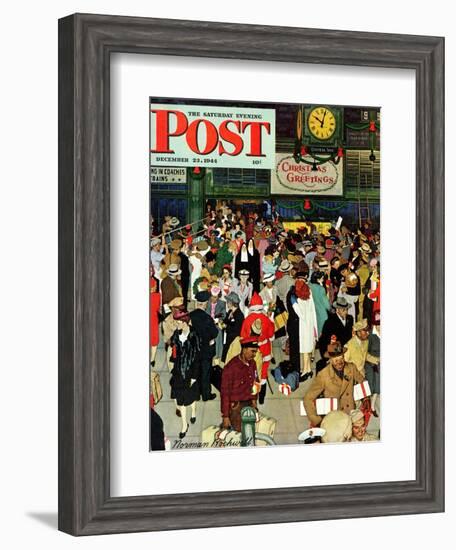 "Union Train Station, Chicago, Christmas" Saturday Evening Post Cover, December 23,1944-Norman Rockwell-Framed Giclee Print