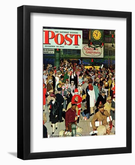 "Union Train Station, Chicago, Christmas" Saturday Evening Post Cover, December 23,1944-Norman Rockwell-Framed Giclee Print