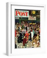 "Union Train Station, Chicago, Christmas" Saturday Evening Post Cover, December 23,1944-Norman Rockwell-Framed Giclee Print